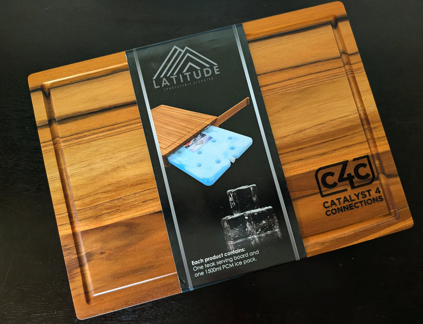 Teak Latitude Board 15x11.5in with Personalized Engraving (+$25).  Estimated delivery 2-3 weeks.